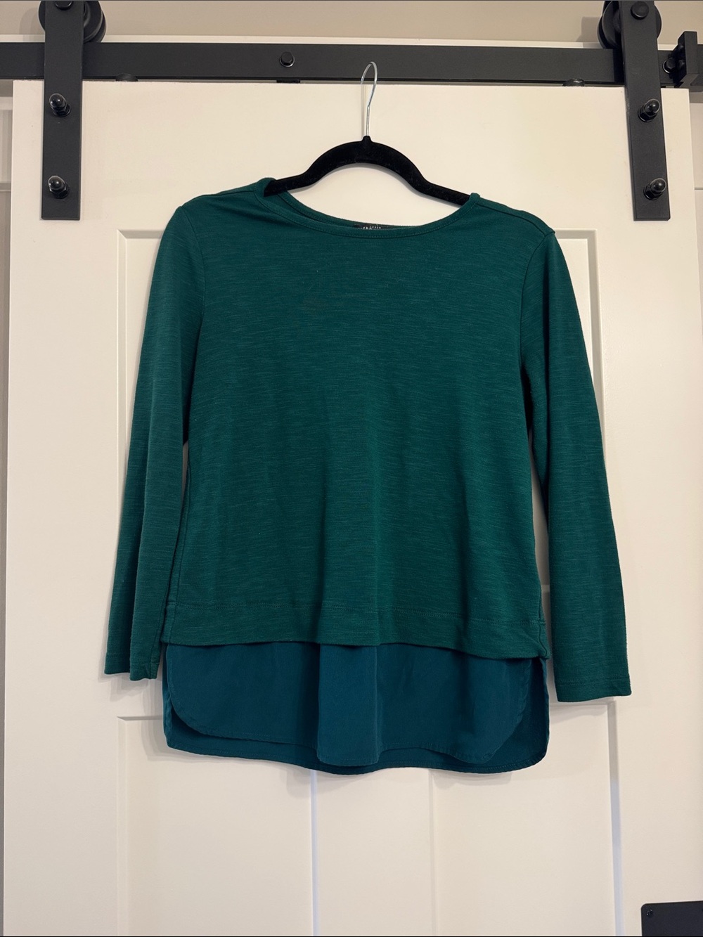 J. Crew Teal Layered-Hem Long Sleeve Top